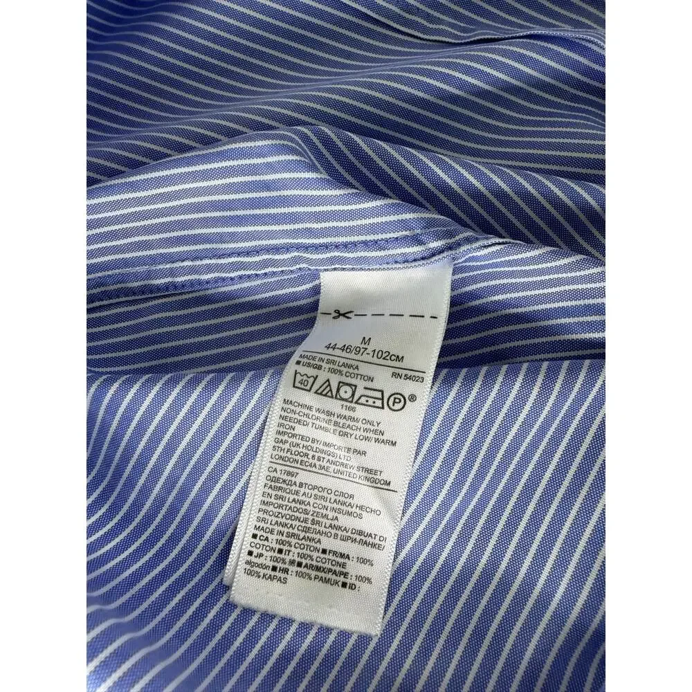 Banana Republic Grant Fit Dress Shirt Men's M Blue Striped Supima Cotton